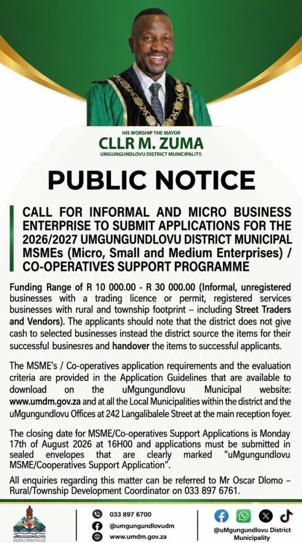 Public Notice on MSMEs/ Co-Operative Support Programme